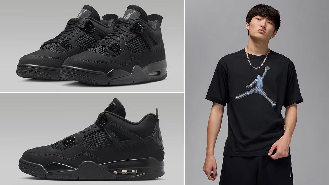 Air Jordan 4 Black Cat 2025 Shoes x Jordan Jumpman X Ray T Shirt Outfit