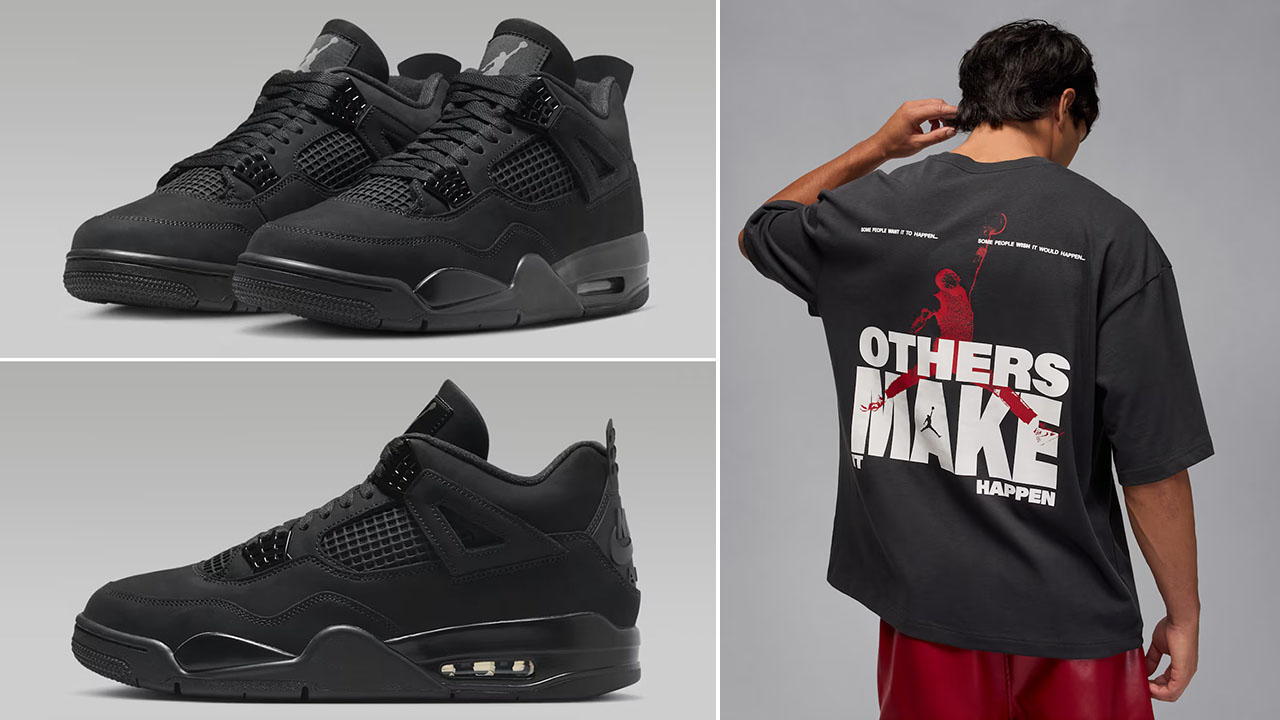 Air Jordan 4 Black Cat 2025 Shoes x Jordan Mens Oversized Reissue T Shirt Outfit