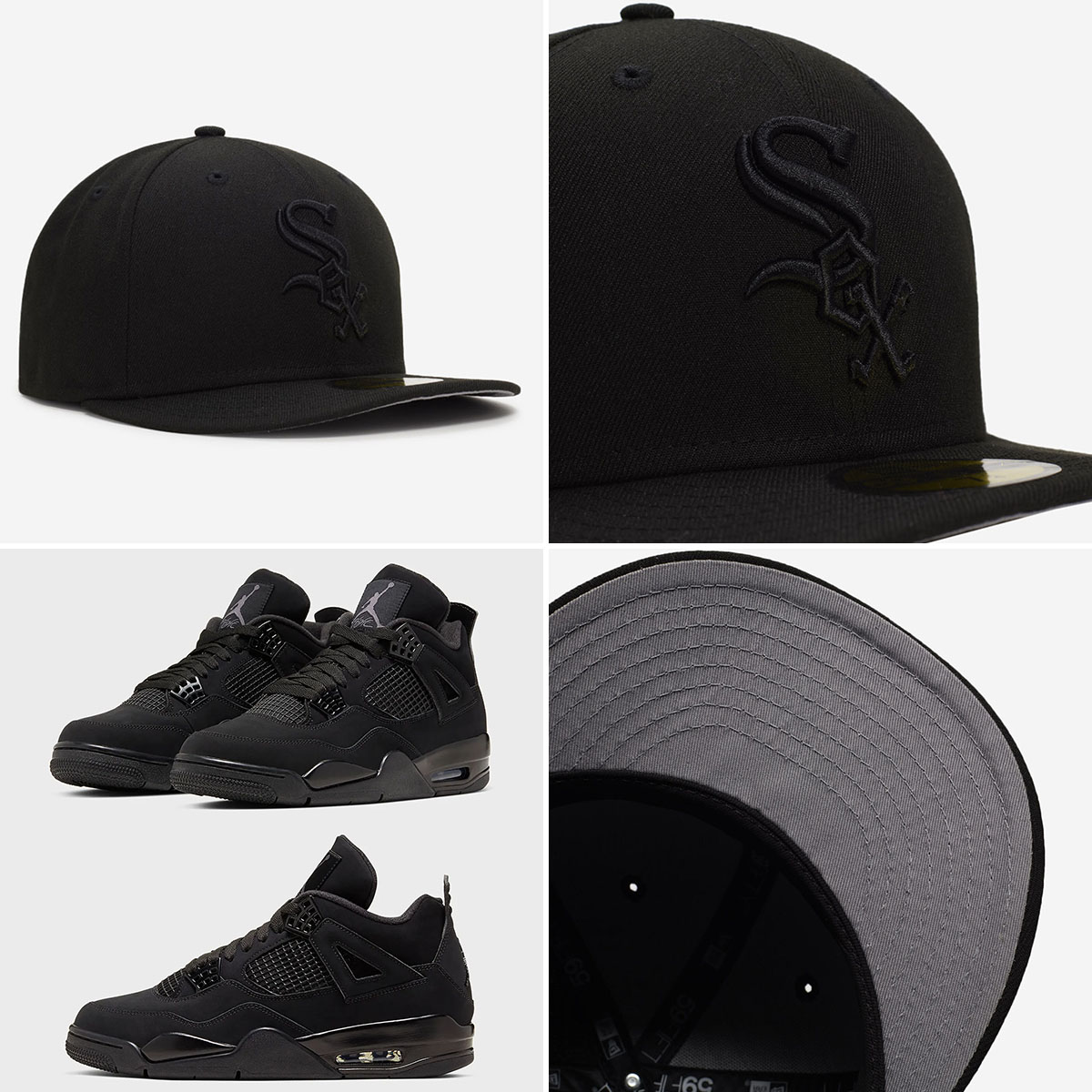 Air Jordan 4 Black Cat 2025 x New Era Chicago White Sox Fitted Hat