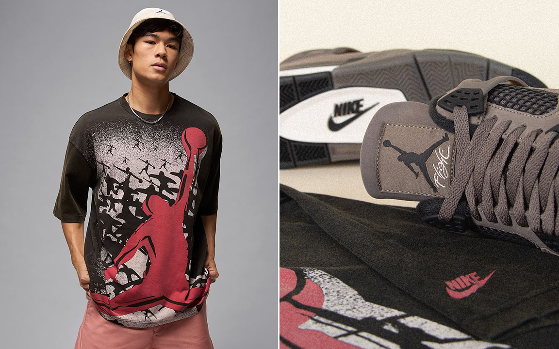 Air Jordan 4 Cave Stone Shoes and Shirt Outfit