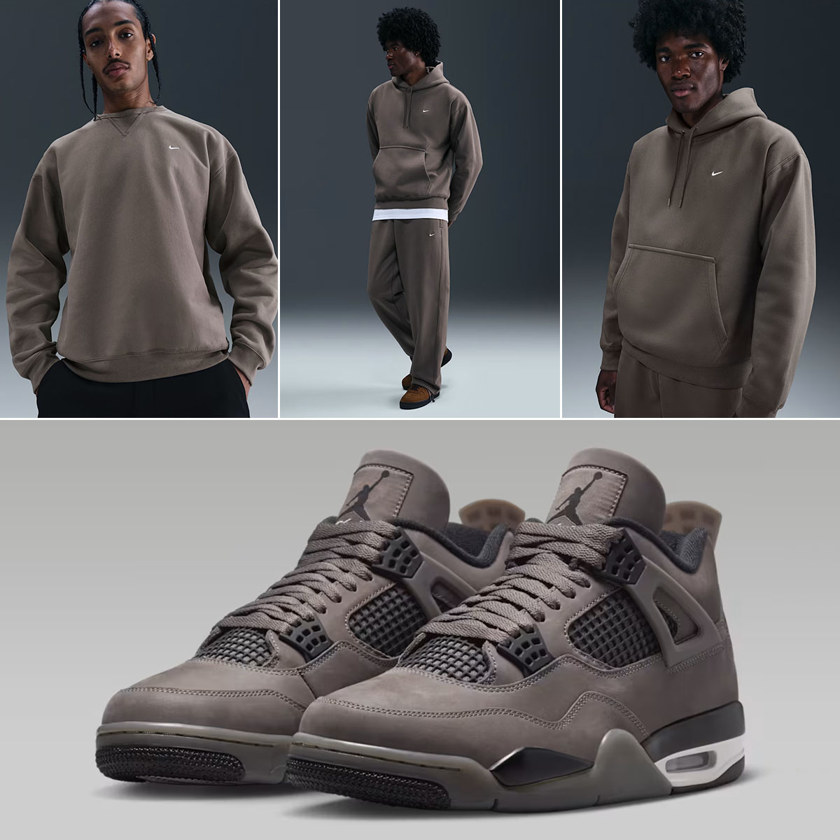 Air Jordan 4 Cave Stone Shoes x Nike Solo Swoosh Clothing to Match Sneakers