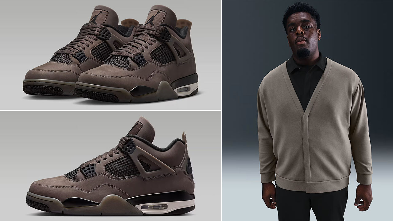 Air Jordan 4 Cave Stone x Nike Cardigan Sweater Outfit