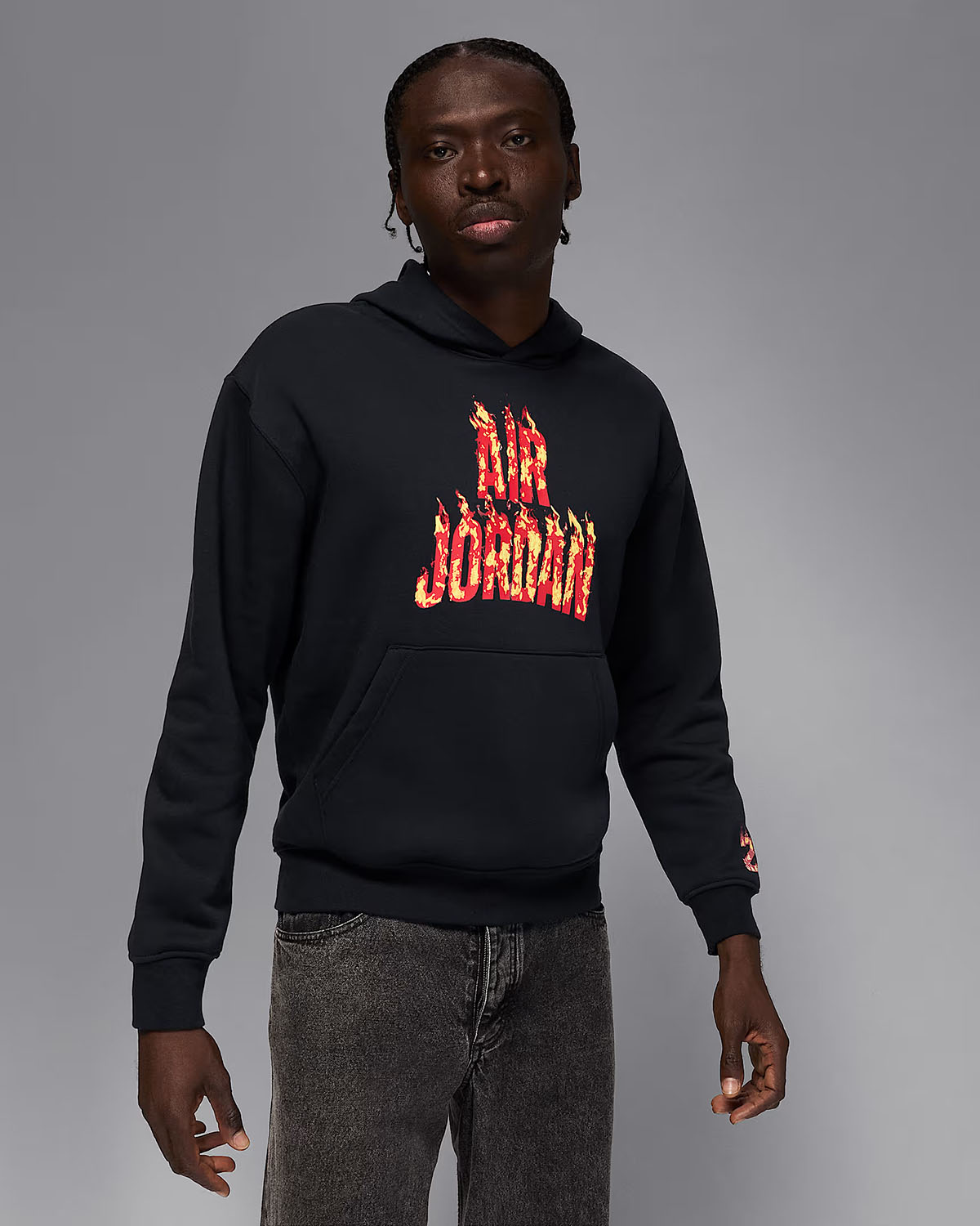 Air Jordan 5 Fire Red Black Tongue 2025 Mens Graphic Hoodie Black 1