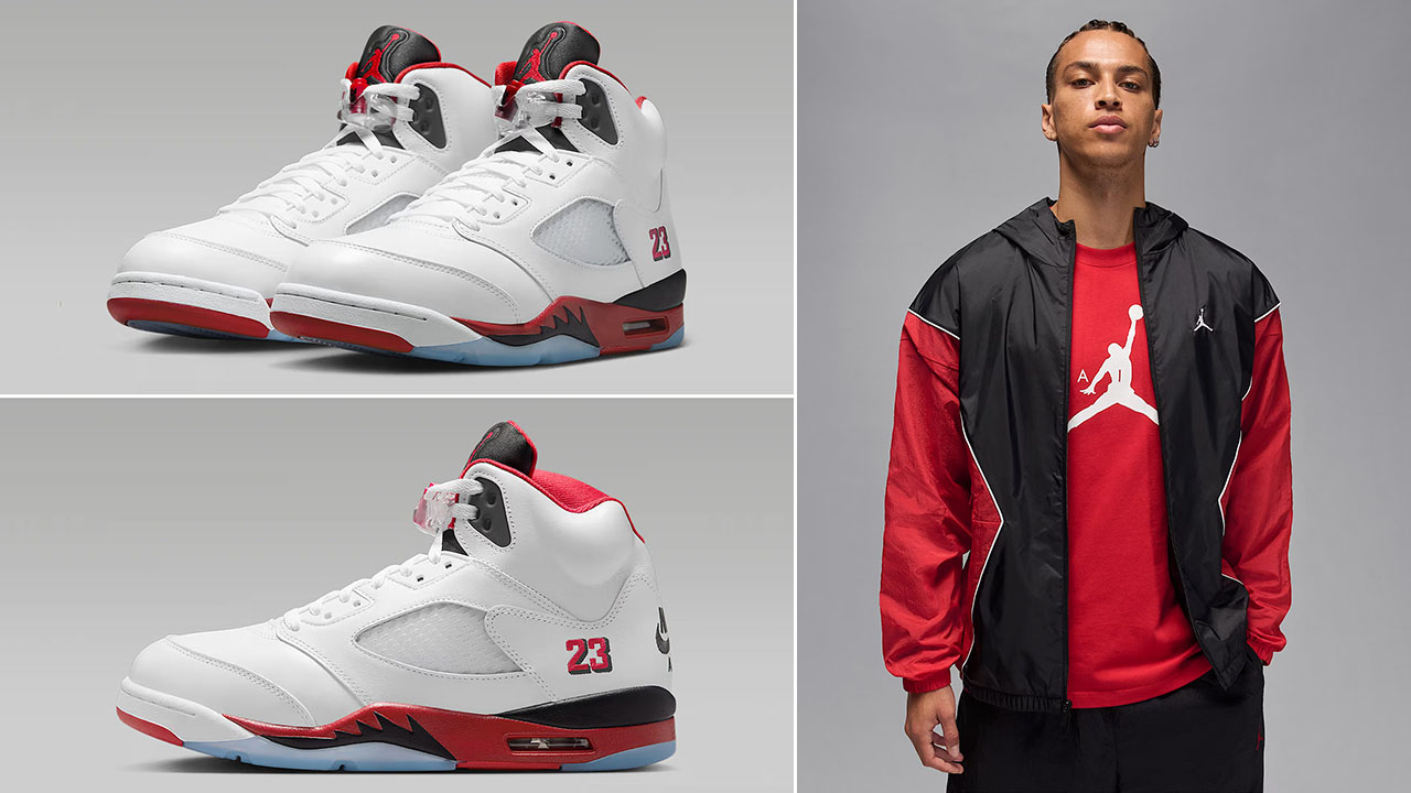 Air Jordan 5 Fire Red Black Tongue 2025 x Jordan Brooklyn Mens Hooded Draft Jacket