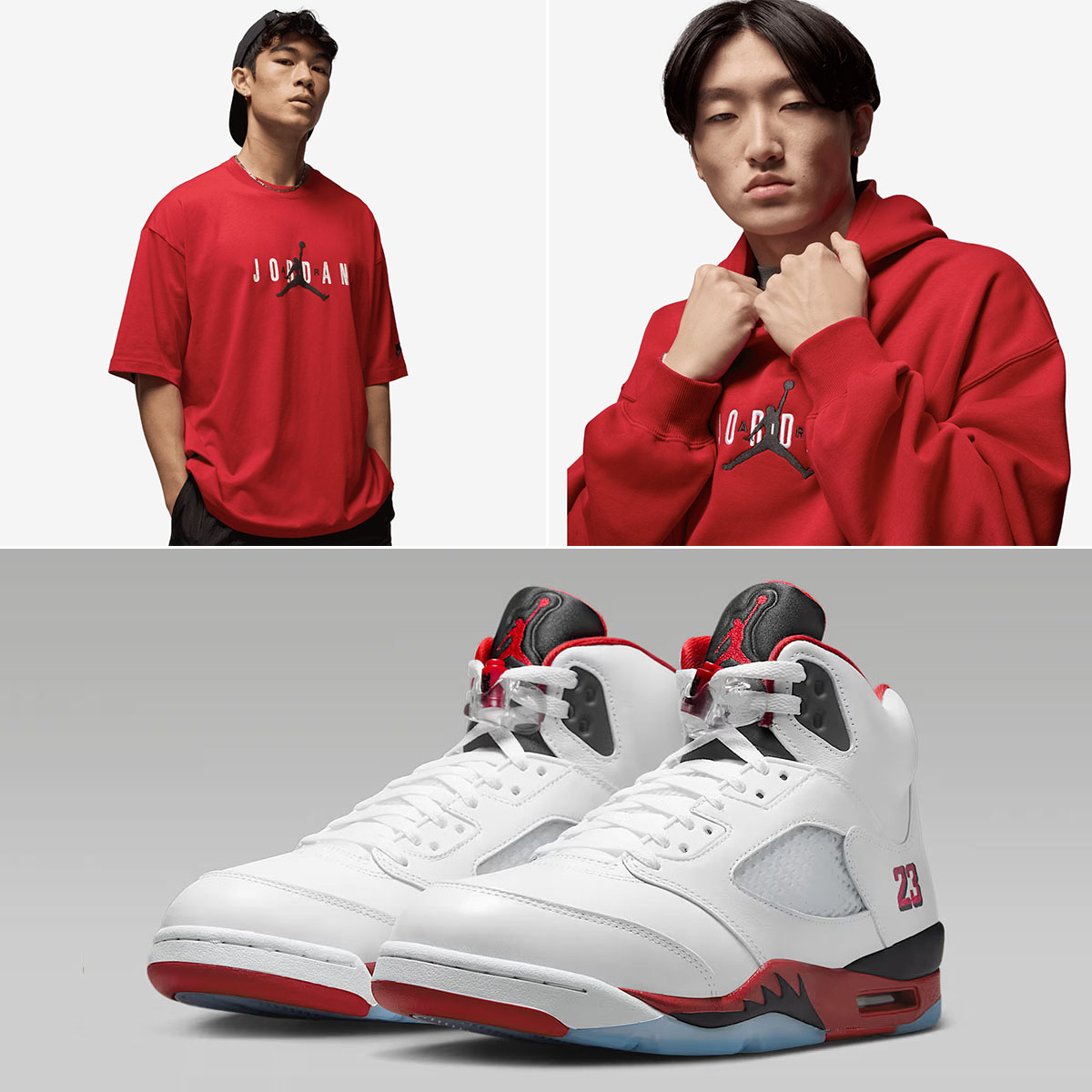 Air Jordan 5 Fire Red Black Tongue 2025 x Jordan Brooklyn Oversized Clothing to Match Sneakers