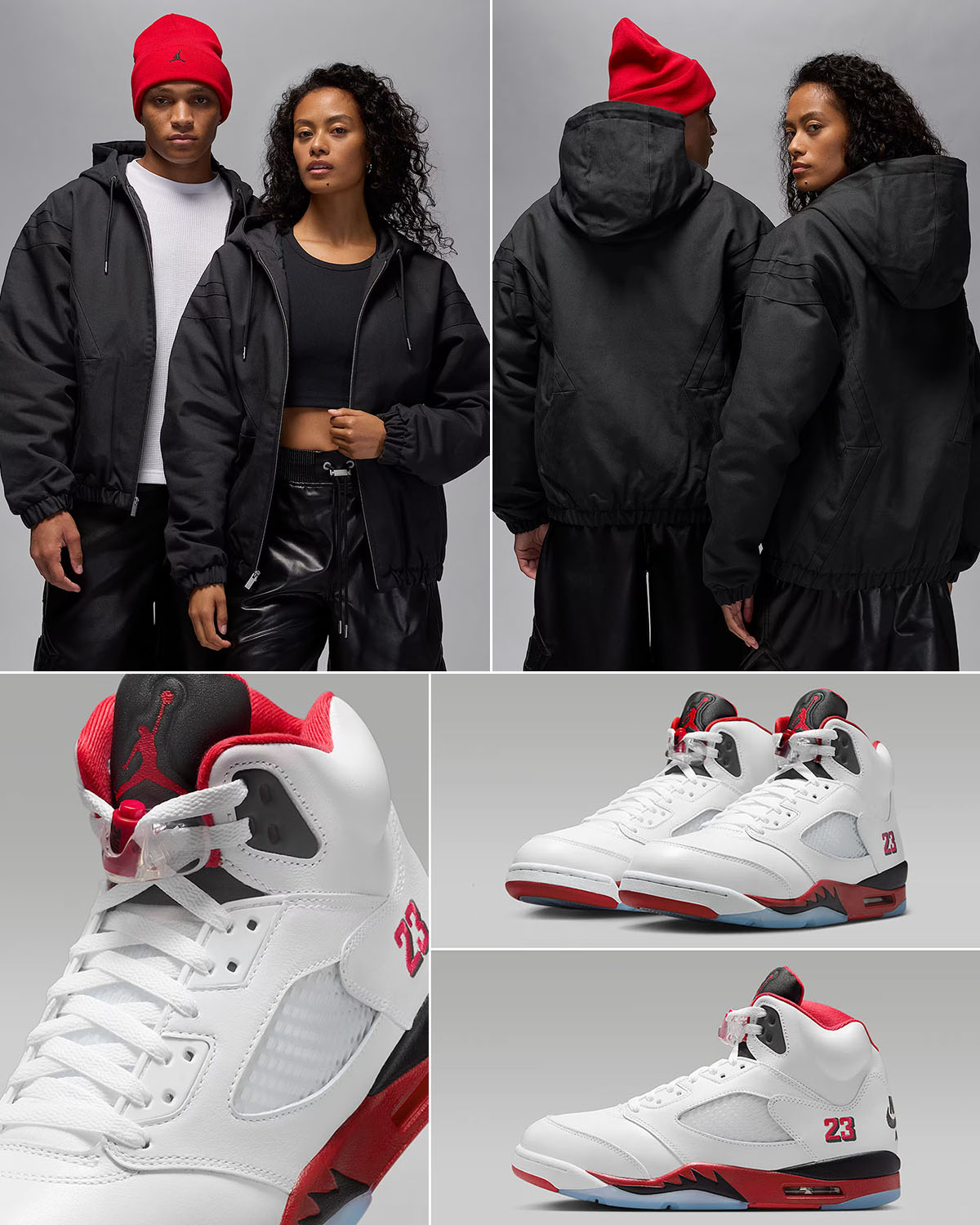 Air Jordan 5 Fire Red Black Tongue 2025 x Jordan Mens Draft Jacket Outfit