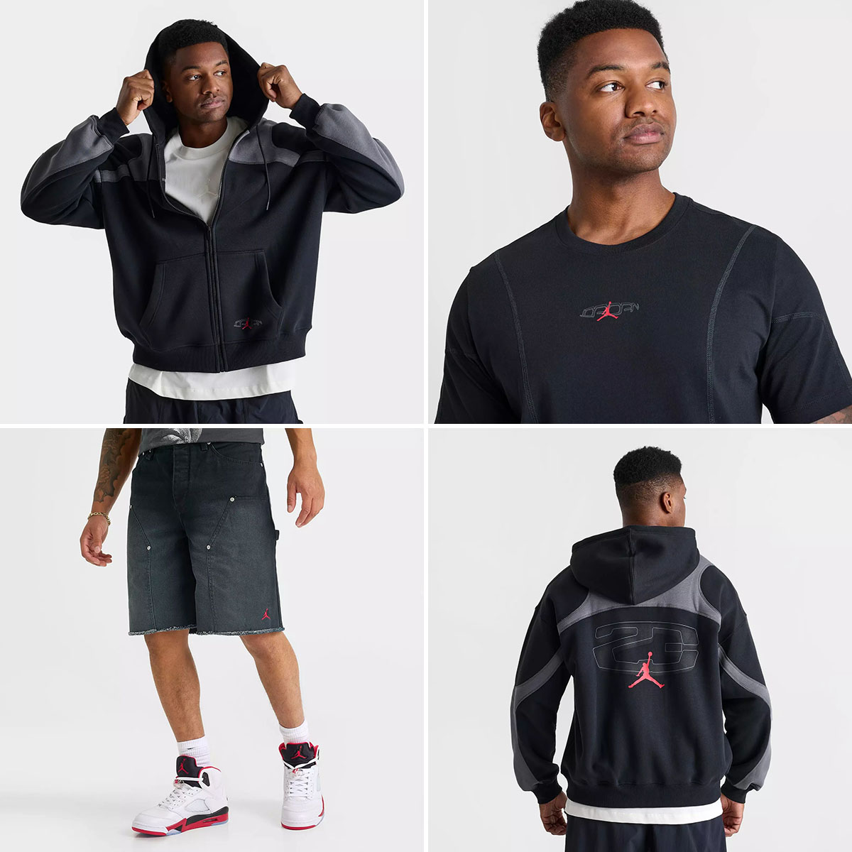 Air Jordan 5 Fire Red Black Tongue 2025 x Jordan Y2K Mens Shirt Hoodie Shorts