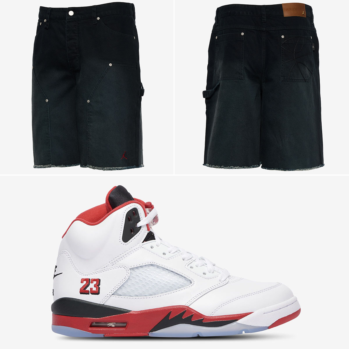 Air Jordan 5 Fire Red Black Tongue 2025 x Jordan Y2K Twill Workwear Shorts Outfit