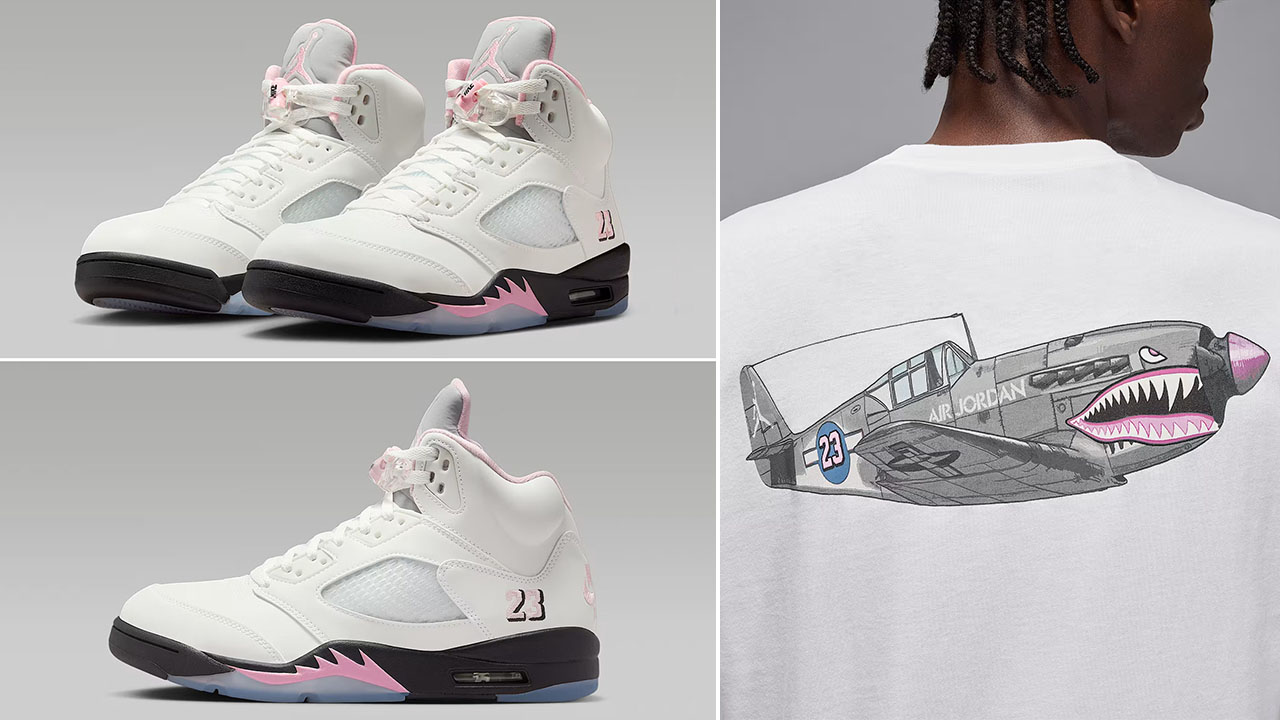 Air Jordan 5 Medium Soft Pink 35th Anniversary Mens Shoes and T Shirt Outfit
