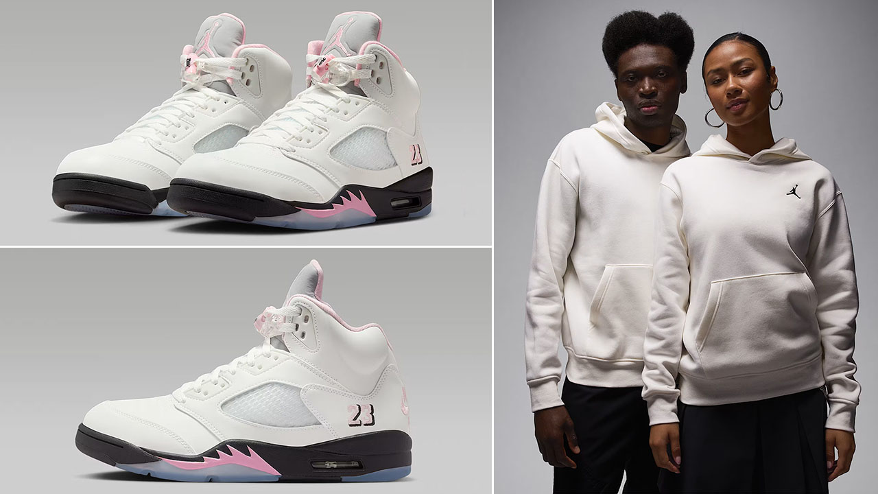 Air Jordan 5 Medium Soft Pink 35th Anniversary x Jordan Brooklyn Fleece Mens Pullover Hoodie