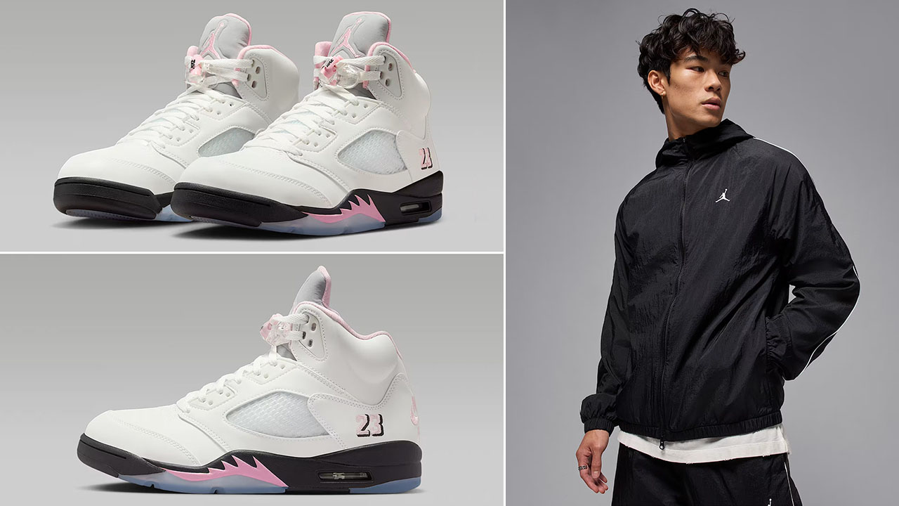 Air Jordan 5 Medium Soft Pink 35th Anniversary x Jordan Sport Classic Black Jacket