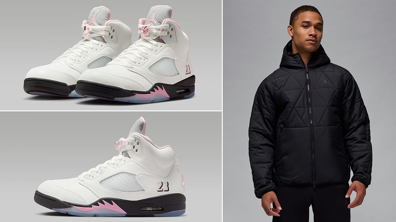 Air Jordan 5 Medium Soft Pink 35th Anniversary x Jordan Sport Mens Therma Fit Black Jacket Outfit