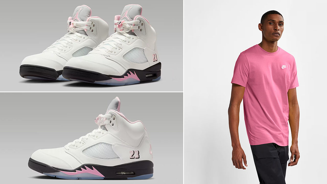 Air Jordan 5 Medium Soft Pink 35th Anniversary x Nike Sportswear Mens Club Pink T Shirt