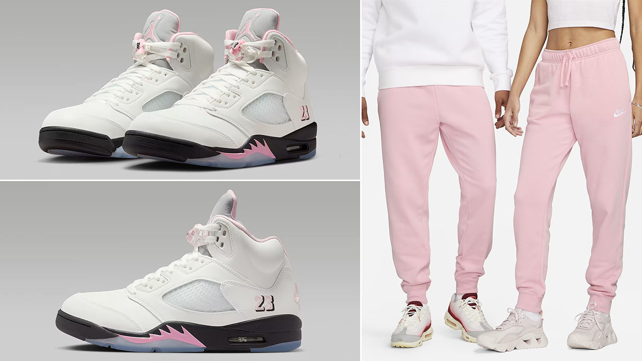 Air Jordan 5 Medium Soft Pink Shoes and Jogger Pants Outfit