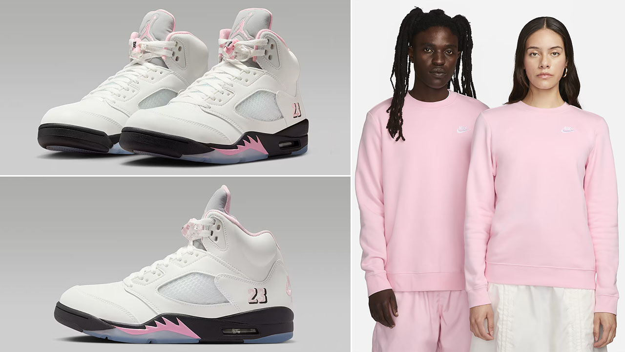Air Jordan 5 Medium Soft Pink Shoes and Sweatshirt Outfit