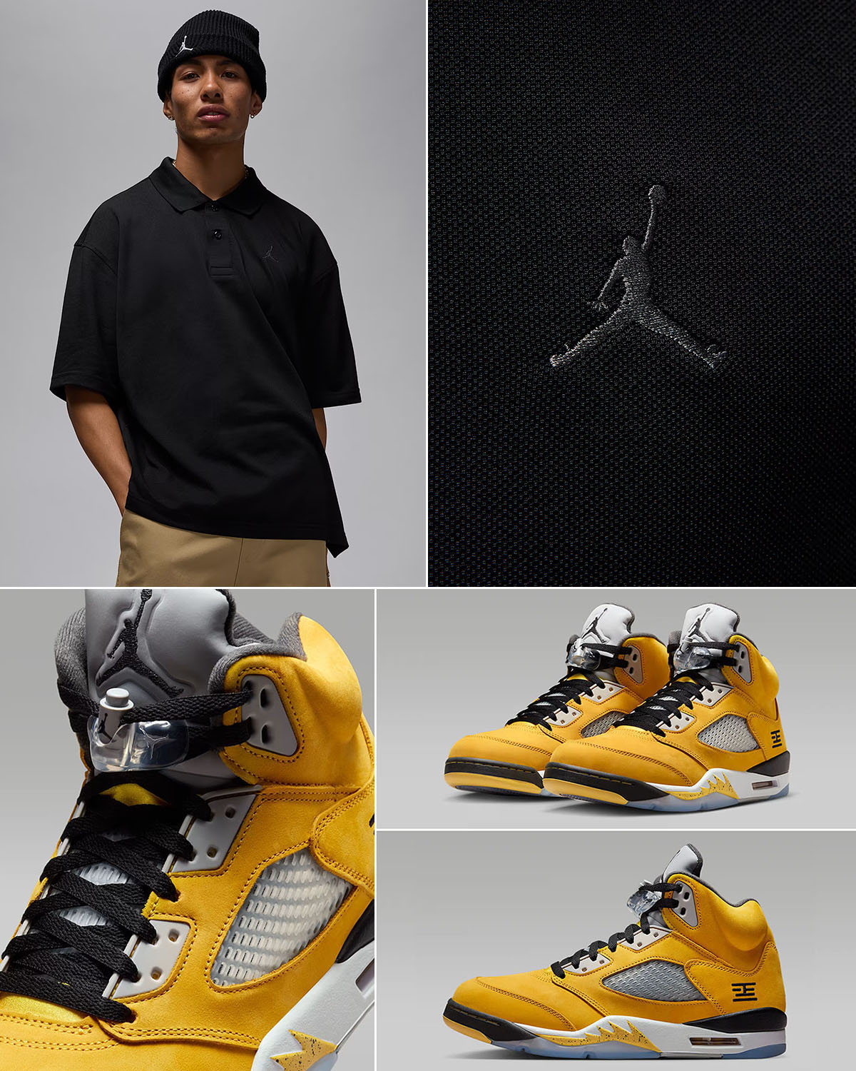 Air Jordan 5 Tokyo 2025 Shoes x Jordan Brooklyn Mens Black Polo Top Outfit