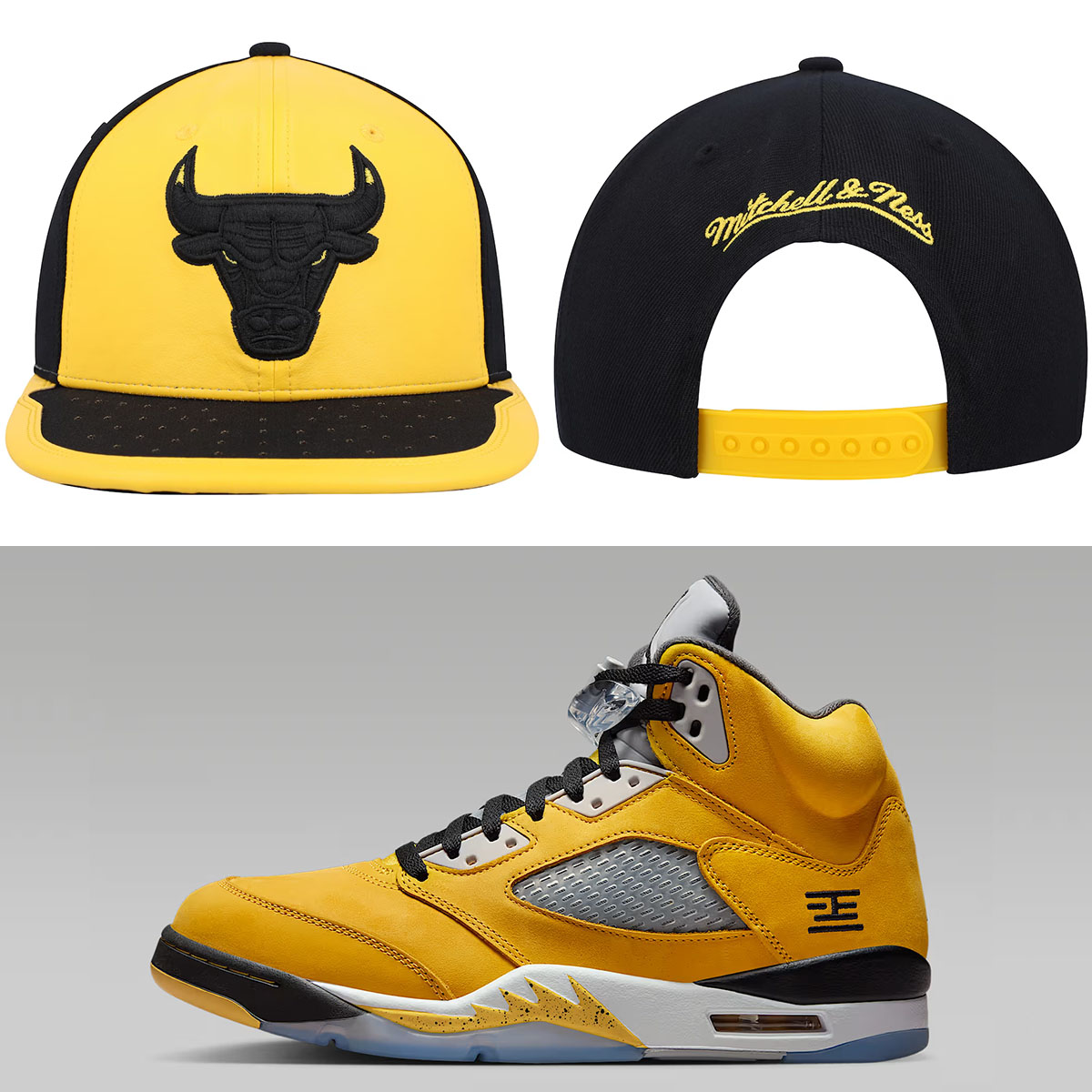 Air Jordan 5 Tokyo 2025 x Chicago Bulls Mitchell Ness Yellow Black Snapback Hat