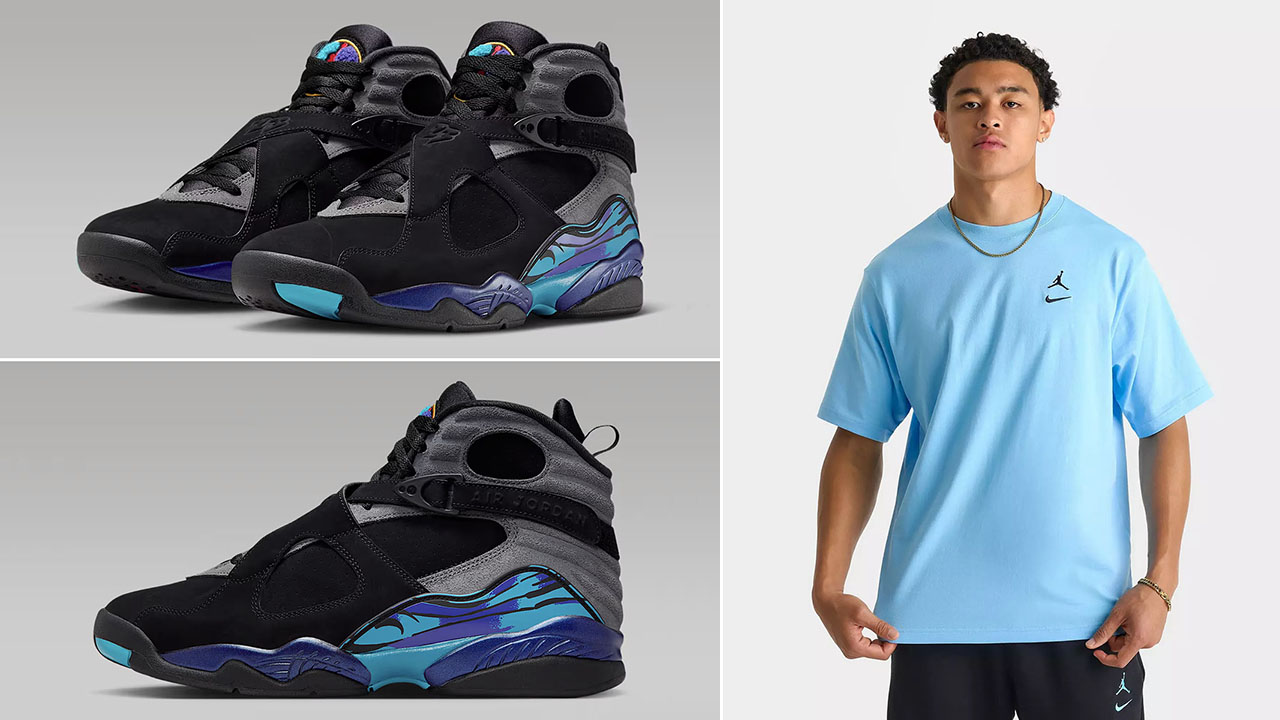 Air Jordan 8 Aqua 2025 Shoes and Shirt