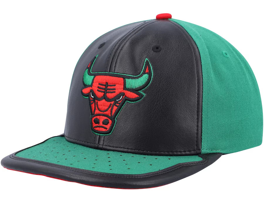 Chicago Bulls Mitchell Ness Day One Snapback Hat Black Green Red 1