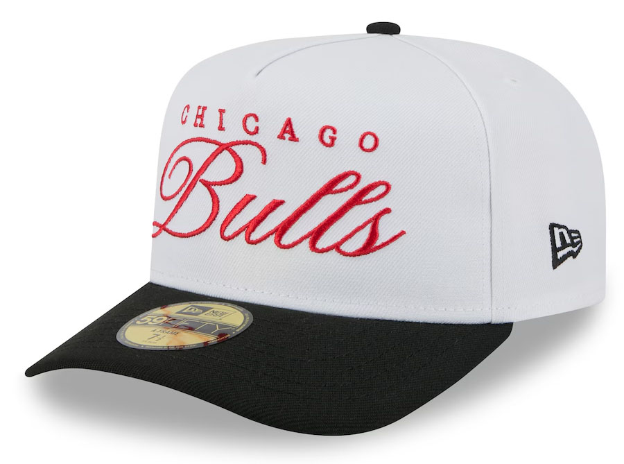 Chicago Bulls New Era 2025 NBA Draft A Frame 59FIFTY Fitted Hat White Black Red 1