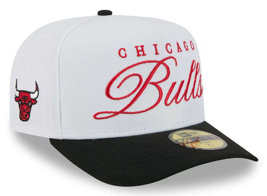 Chicago Bulls New Era 2025 NBA Draft A Frame 59FIFTY Fitted Hat White Black Red 2