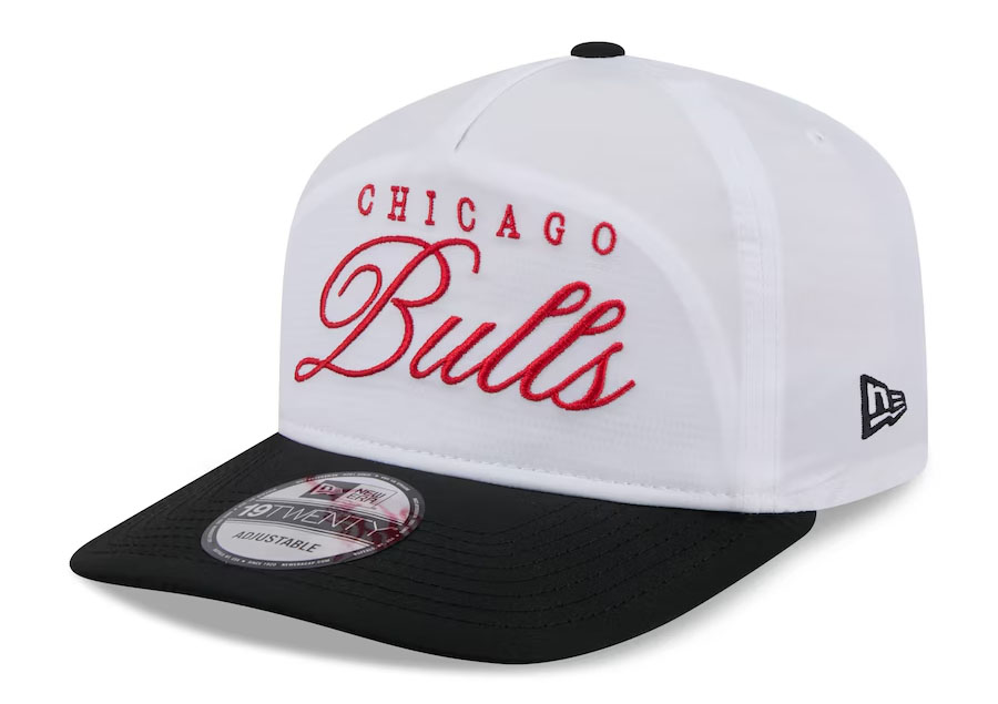 Chicago Bulls New Era 2025 NBA Draft On Stage Nylon 19TWENTY Adjustable Hat White Black Red 1