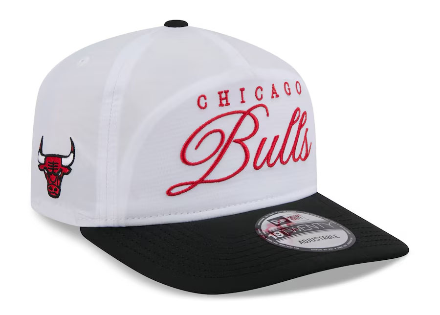 Chicago Bulls New Era 2025 NBA Draft On Stage Nylon 19TWENTY Adjustable Hat White Black Red 2