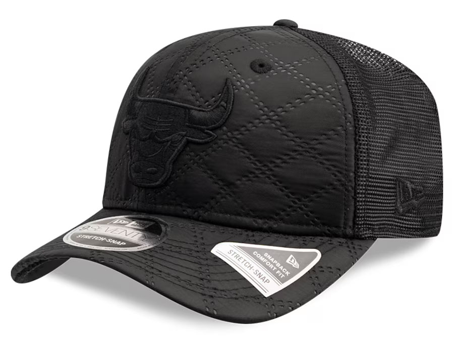Chicago Bulls New Era Quilted Nylon 9SEVENTY Trucker Stretch Snapback Hat Black