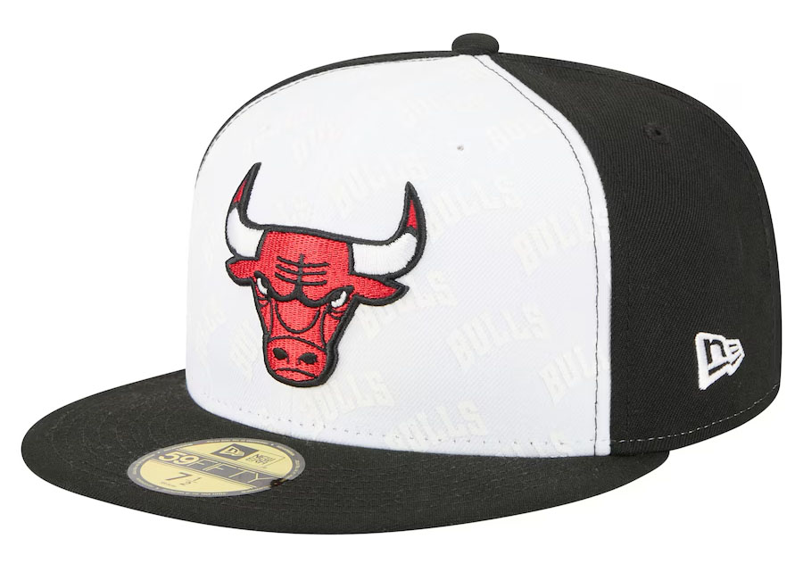 Chicago Bulls New Era Repeat 59Fifty Fitted Hat White Black 1