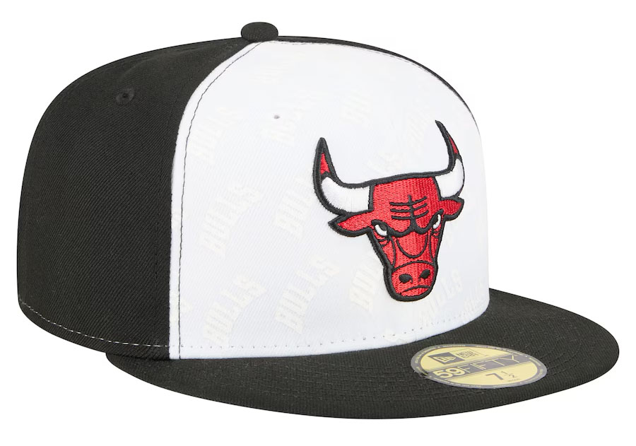 Chicago Bulls New Era Repeat 59Fifty Fitted Hat White Black 2