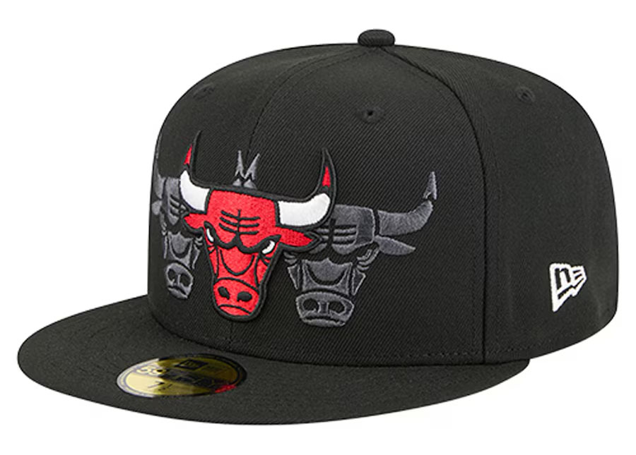 Chicago Bulls New Era Tri Hit 59Fifty Fitted Hat Black 1