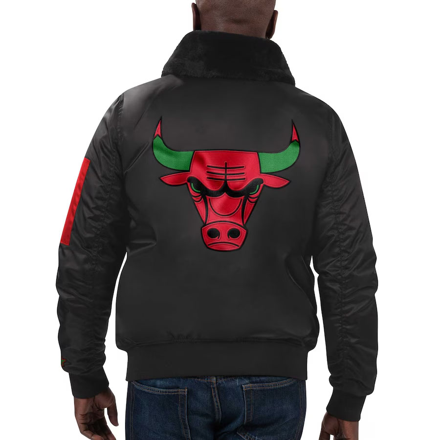 Chicago Bulls Starter Ty Mopkins Black History Month Jacket Black Red Green 2