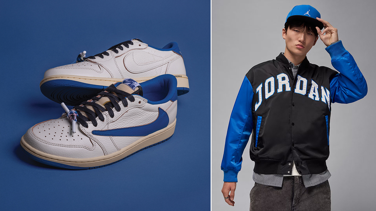 How to Style the Travis Scott x Fragment Design x Air Jordan 1 Low OG White Royal Shoes With Outfits