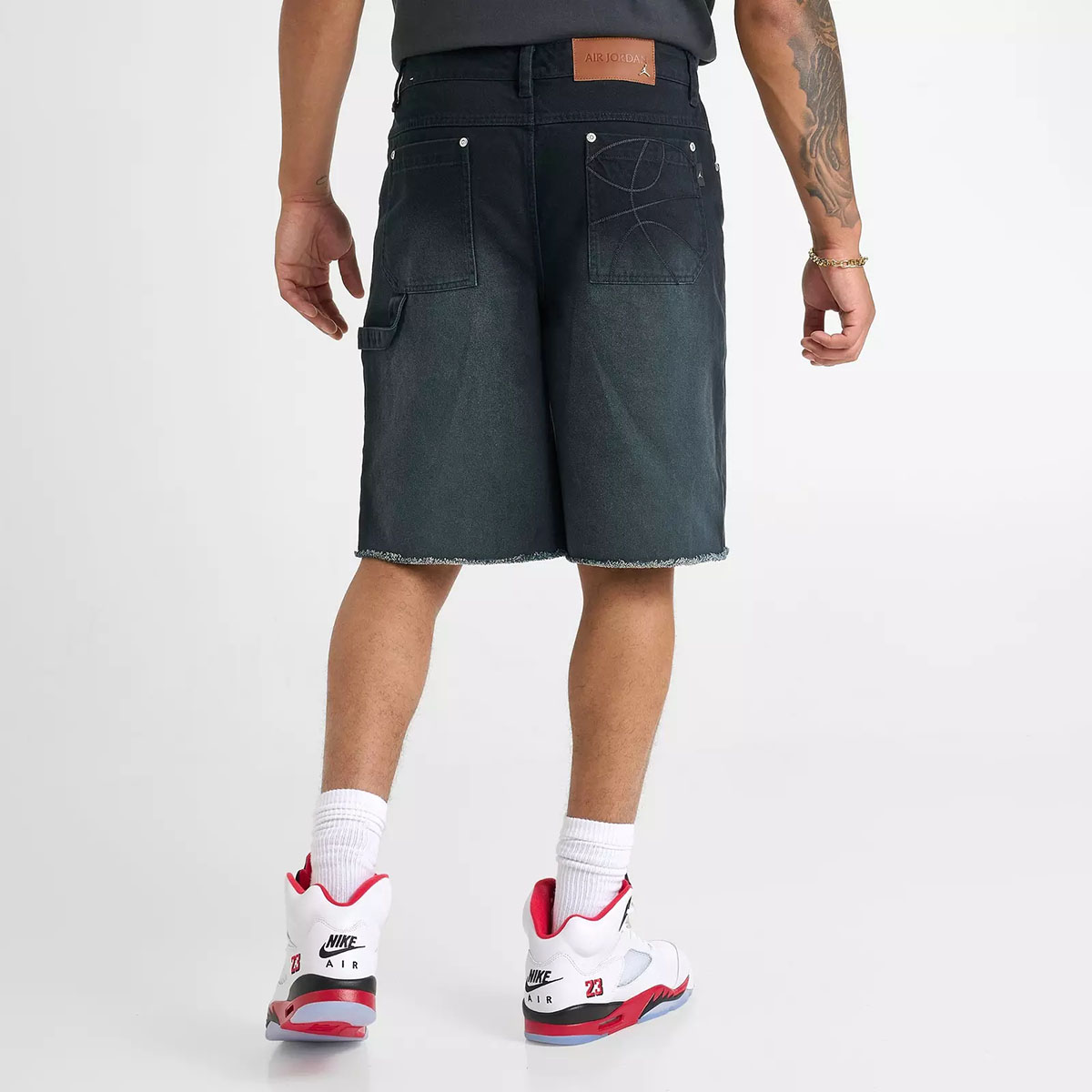 Jordan Air Mens Twill Workwear Shorts Black Red 2
