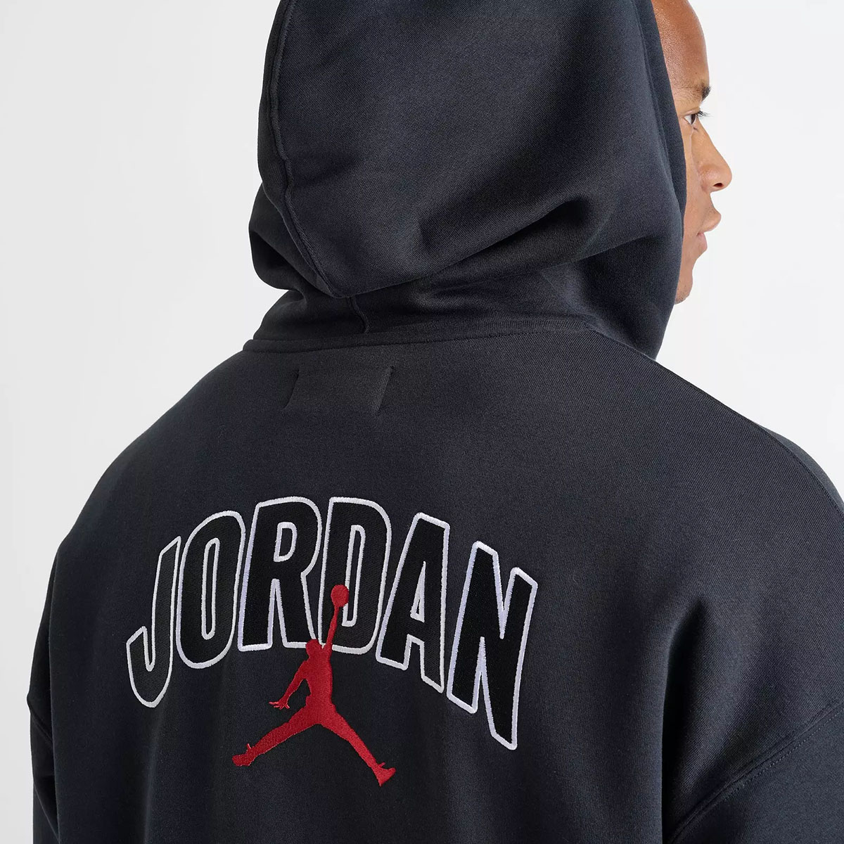 Jordan Brooklyn Fleece Mens Oversized Full Zip Hoodie Black White Red 4