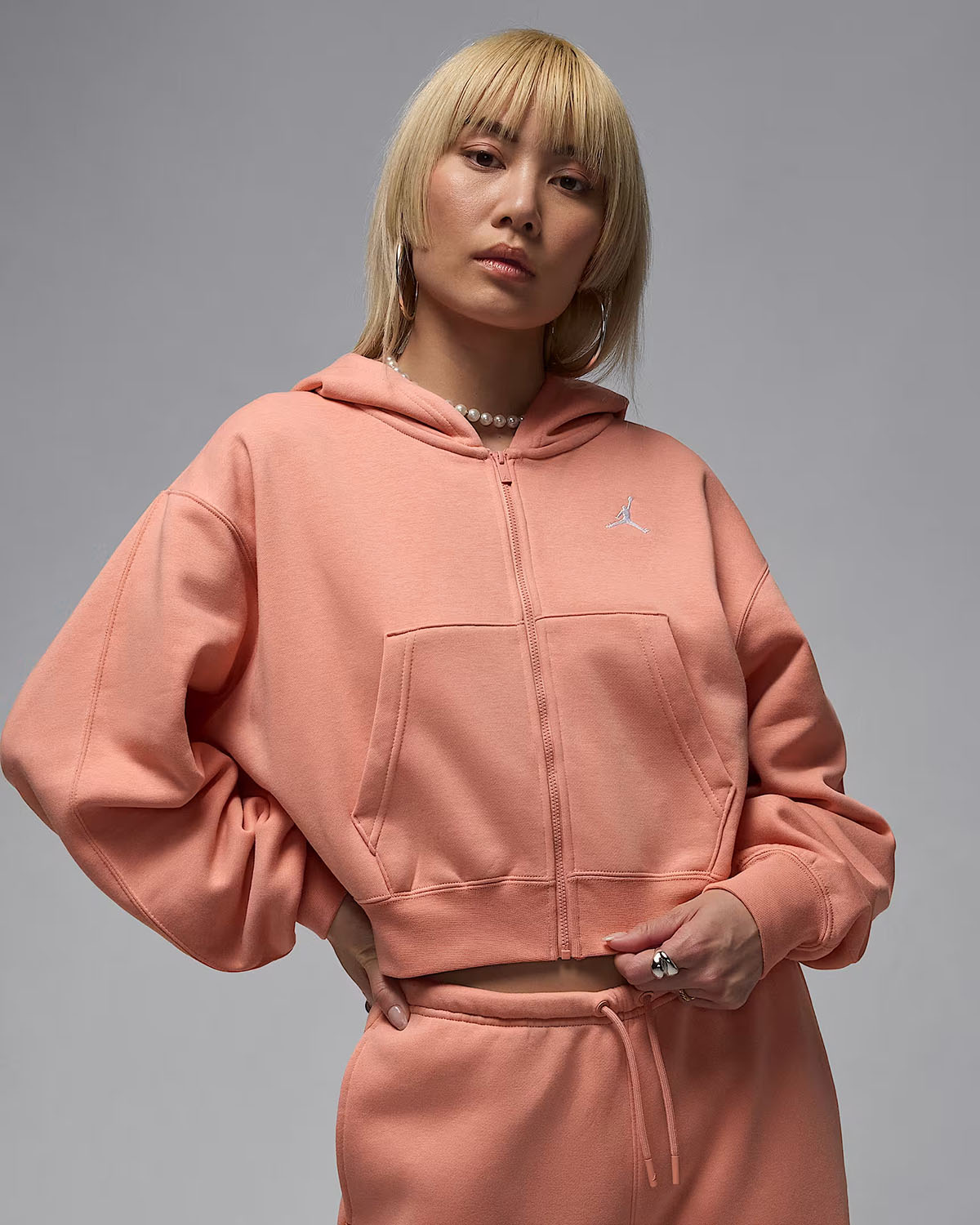 Jordan Brooklyn Fleece Womens Full Zip Hoodie Light Madder Root
