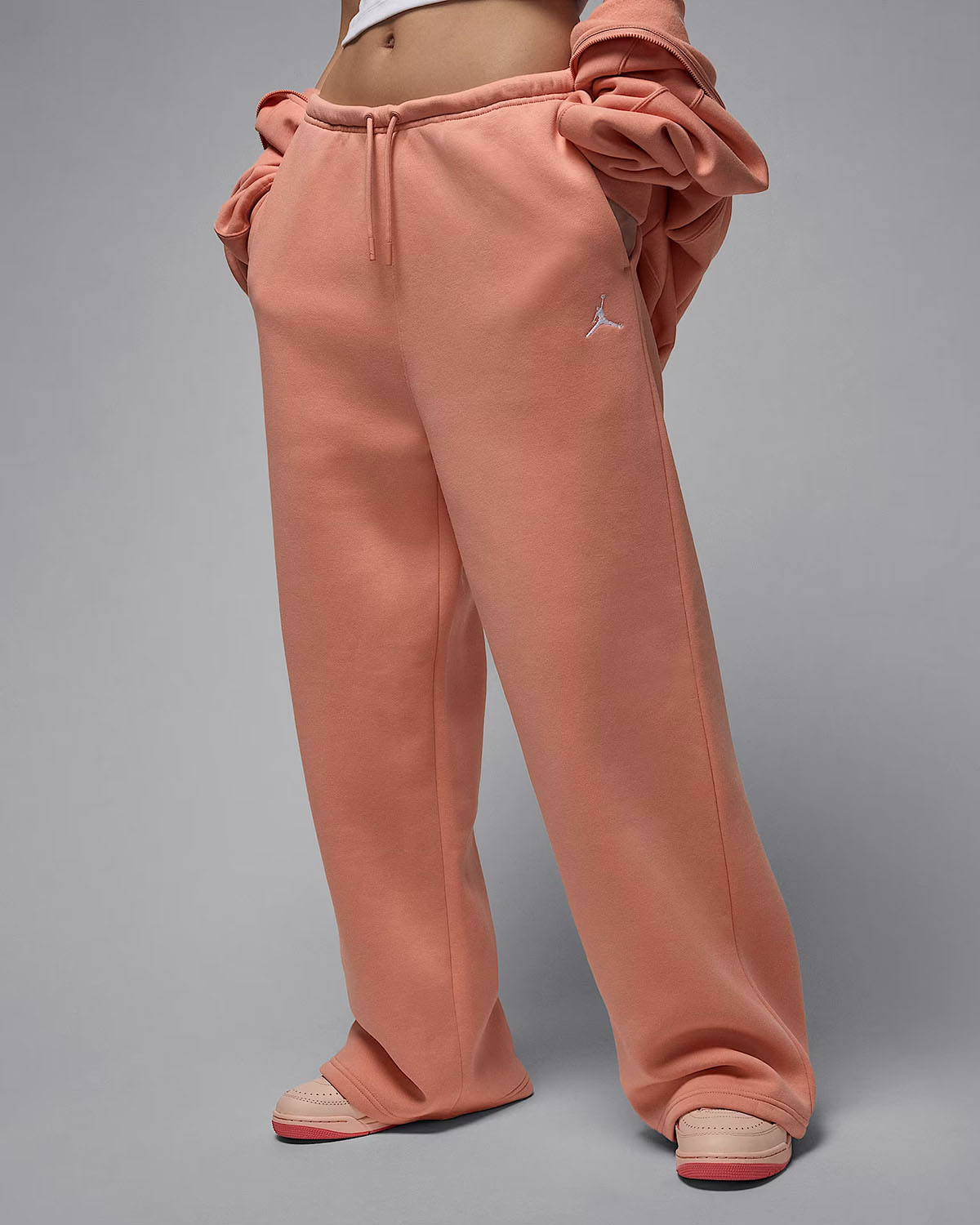 Jordan Brooklyn Fleece Womens Open Hem Pants Light Madder Root