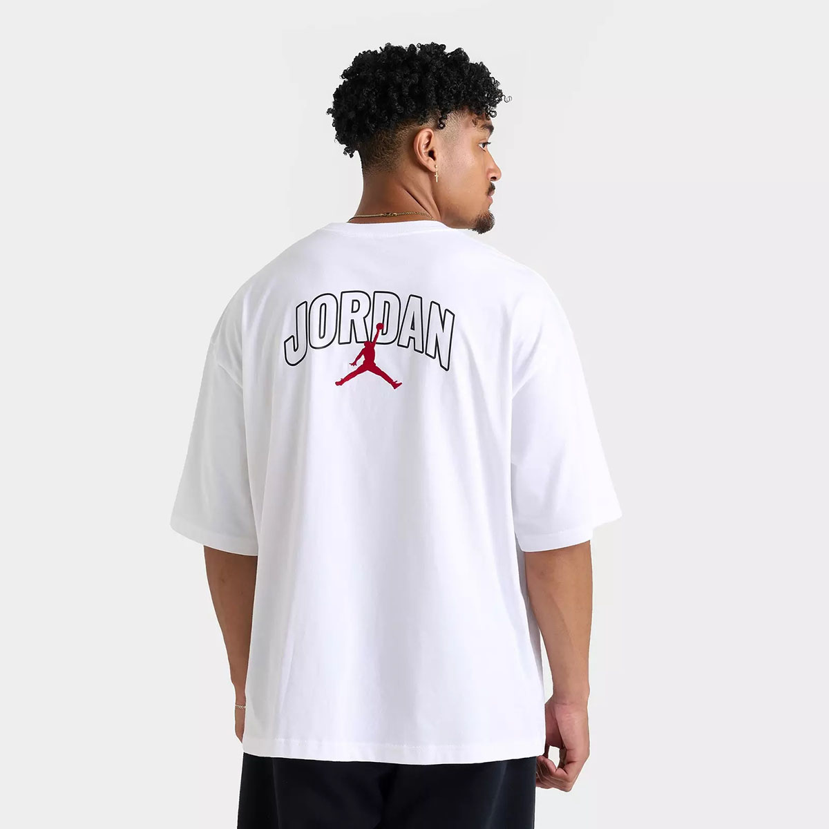 Jordan Brooklyn Logo Mens Oversized T Shirt White Black Red 2