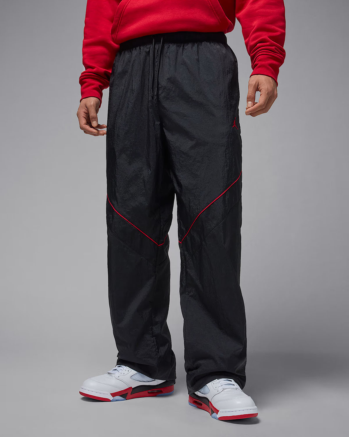 Jordan Brooklyn Mens Draft Pants Black Gym Red 1