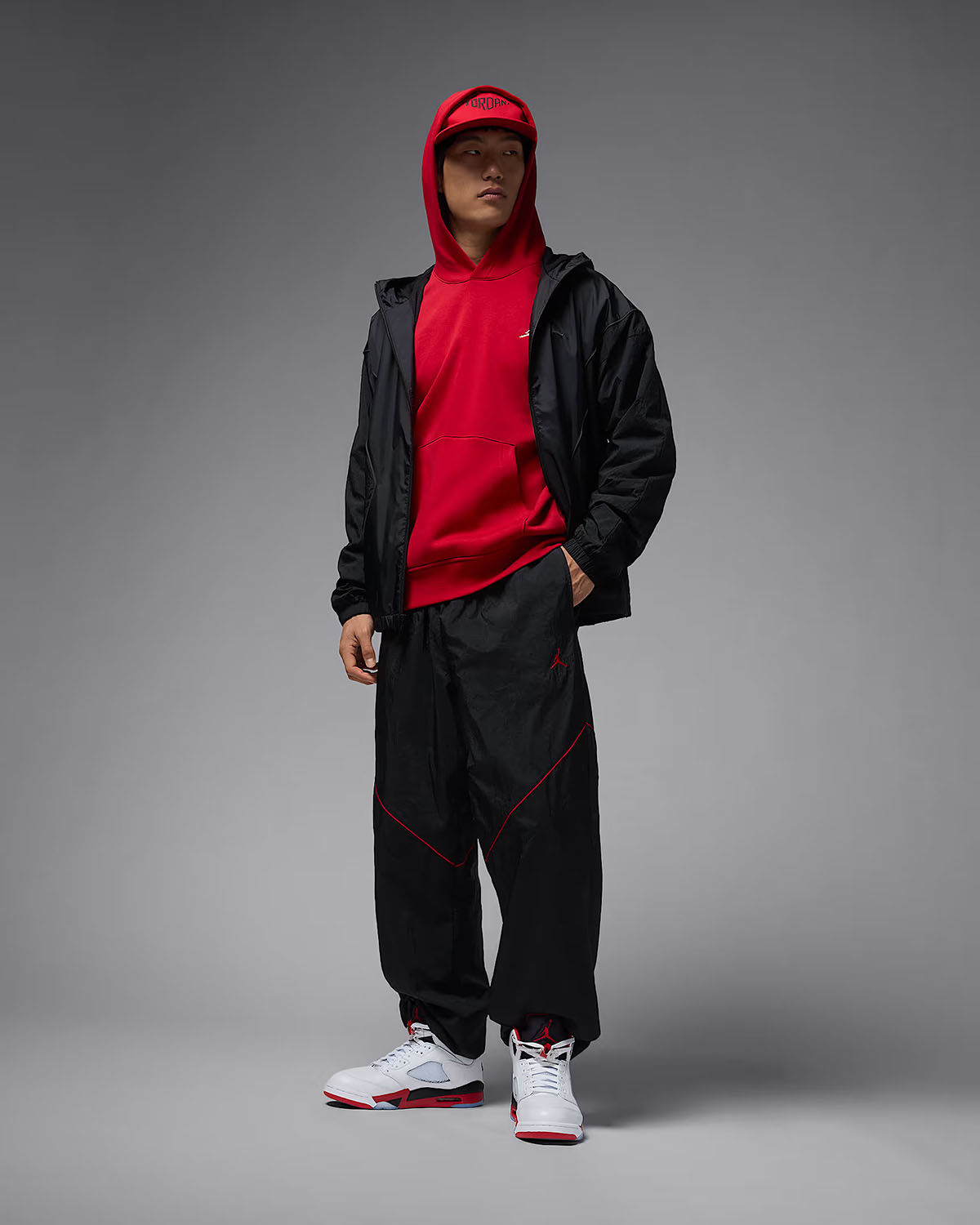 Jordan Brooklyn Mens Draft Pants Black Gym Red Outfit