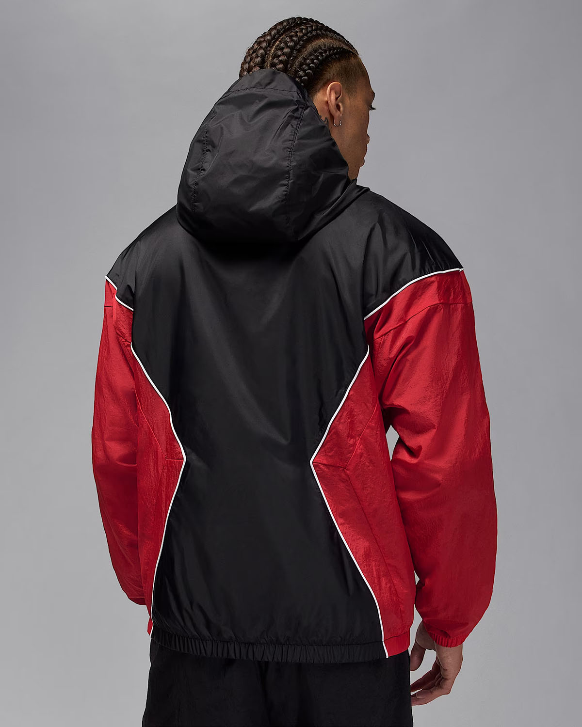 Jordan Brooklyn Mens Hooded Draft Jacket Black Gym Red White 2