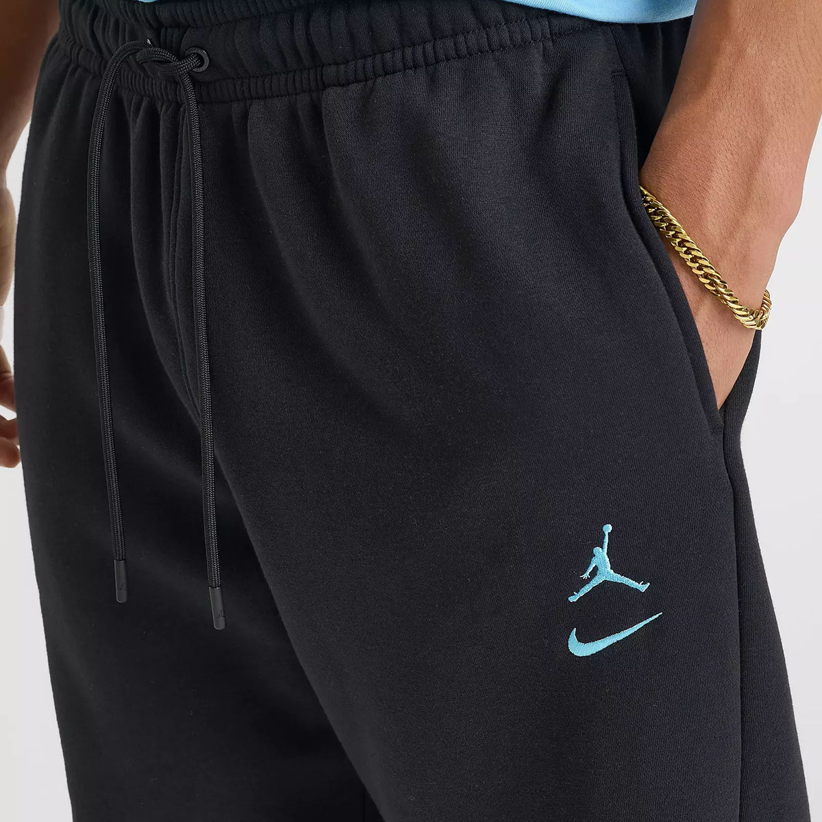 Jordan Brooklyn Swoosh Fleece Mens Jogger Pants Black Gamma Blue 2
