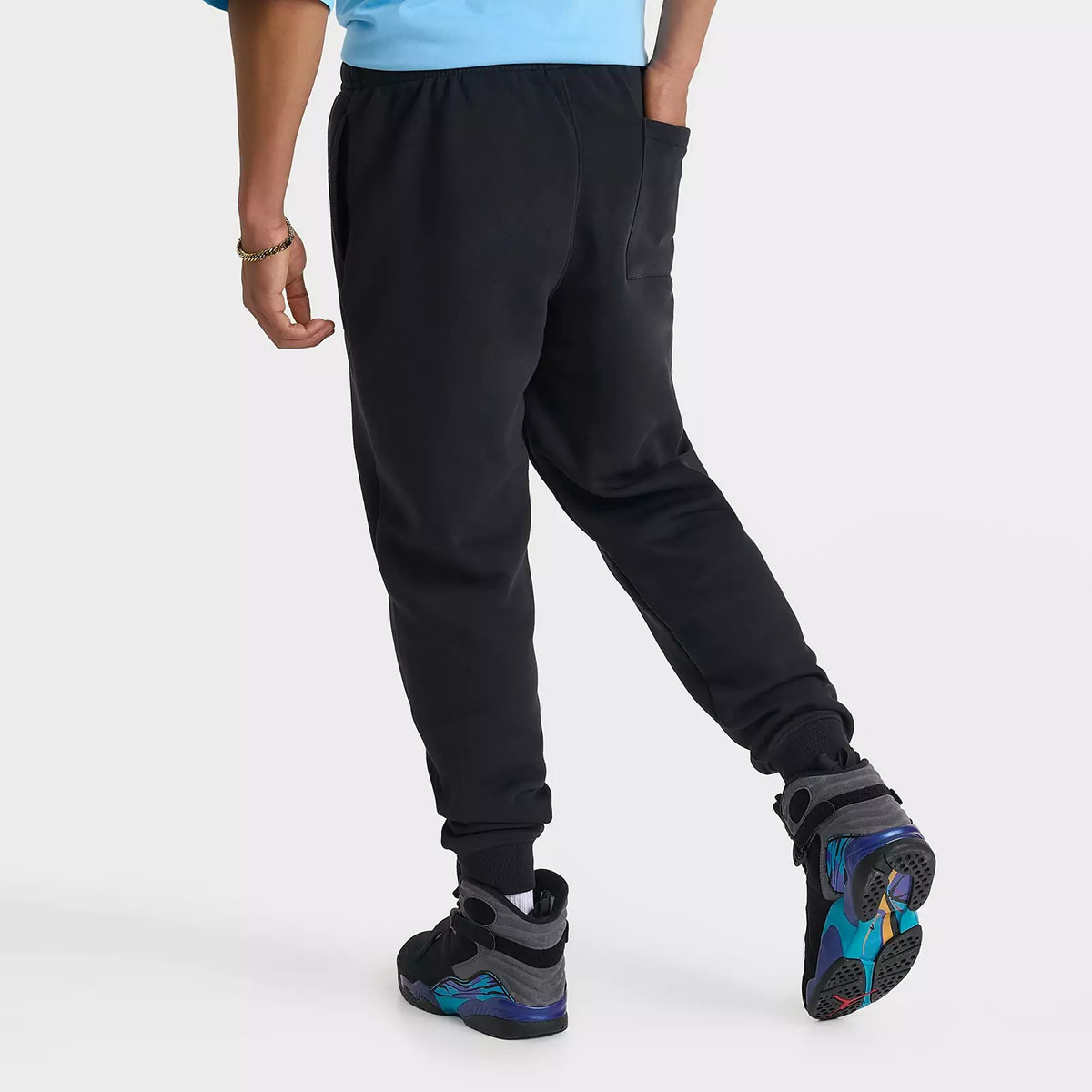Jordan Brooklyn Swoosh Fleece Mens Jogger Pants Black Gamma Blue 3