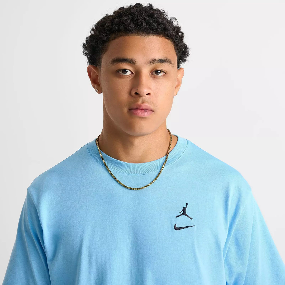 Jordan Brooklyn Swoosh Logo Mens T Shirt Gamma Blue Chill Black 2