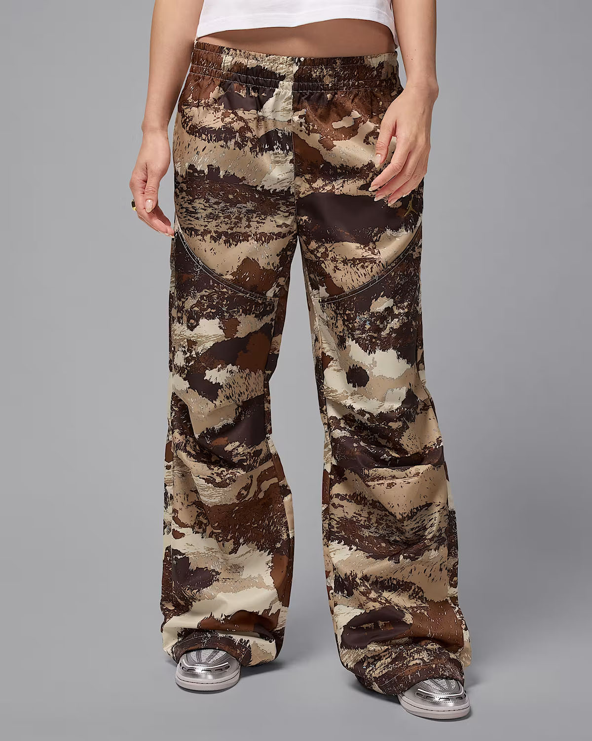 Jordan Brooklyn Womens Printed Camo Pants Light Khaki Brown 1