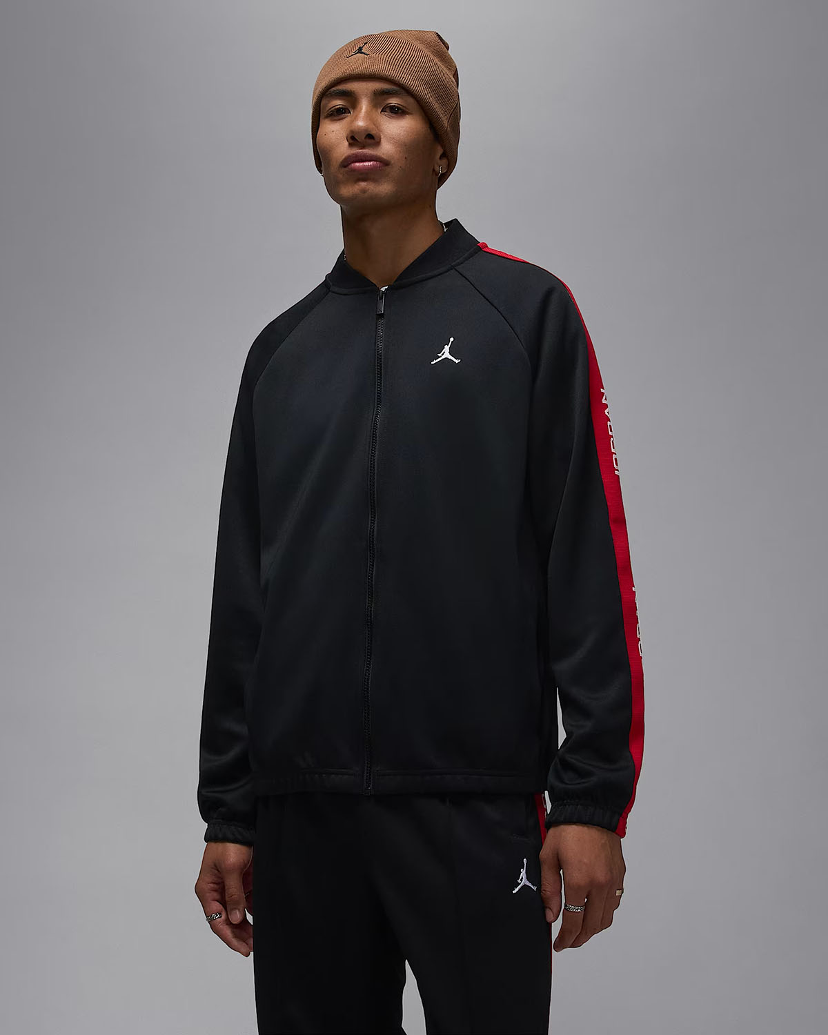 Jordan Essential Mens Track Suit Jacket Black Red 1