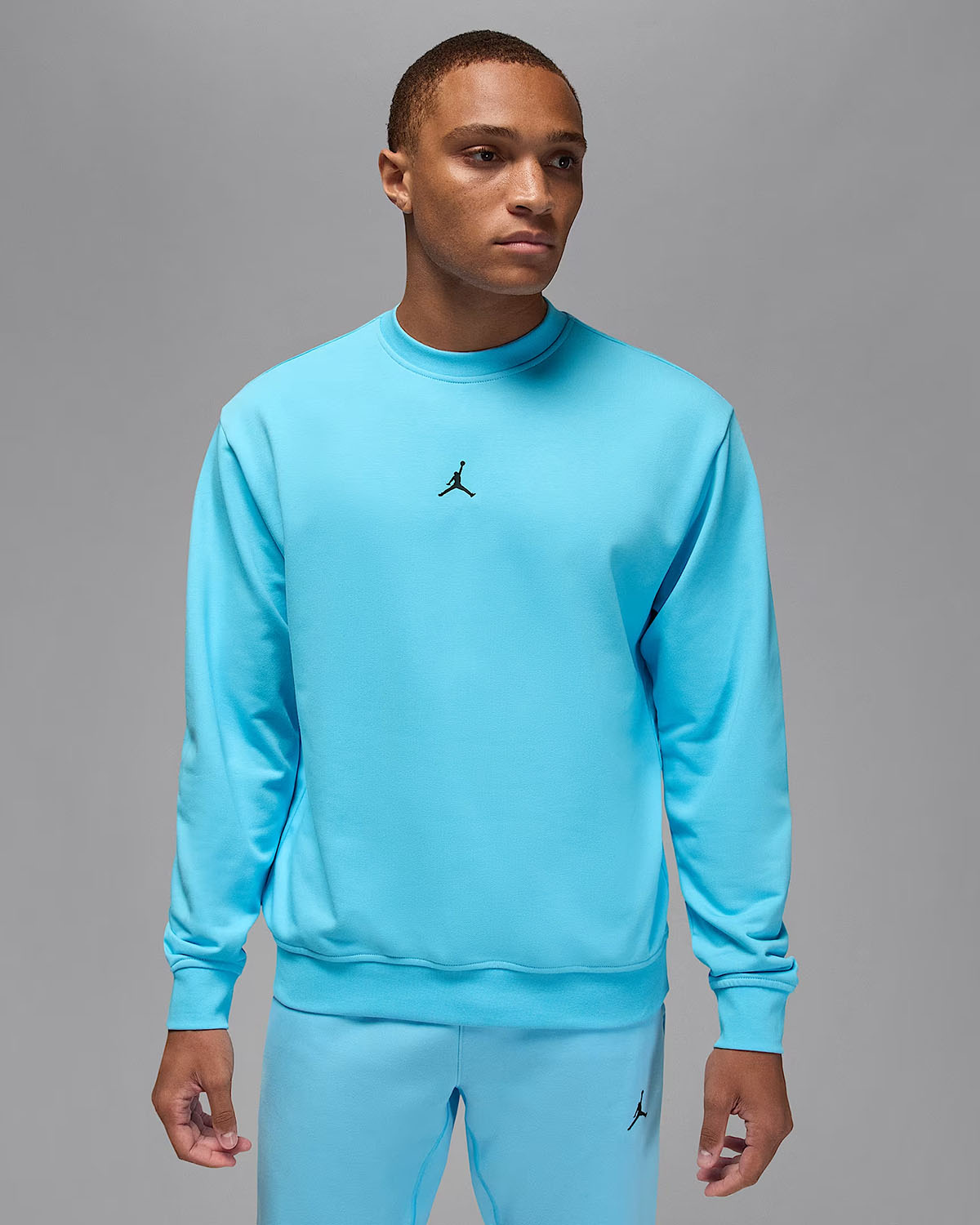 Jordan Sport Crossover Mens Dri Fit Crew Neck Sweatshirt Blue Chill Black