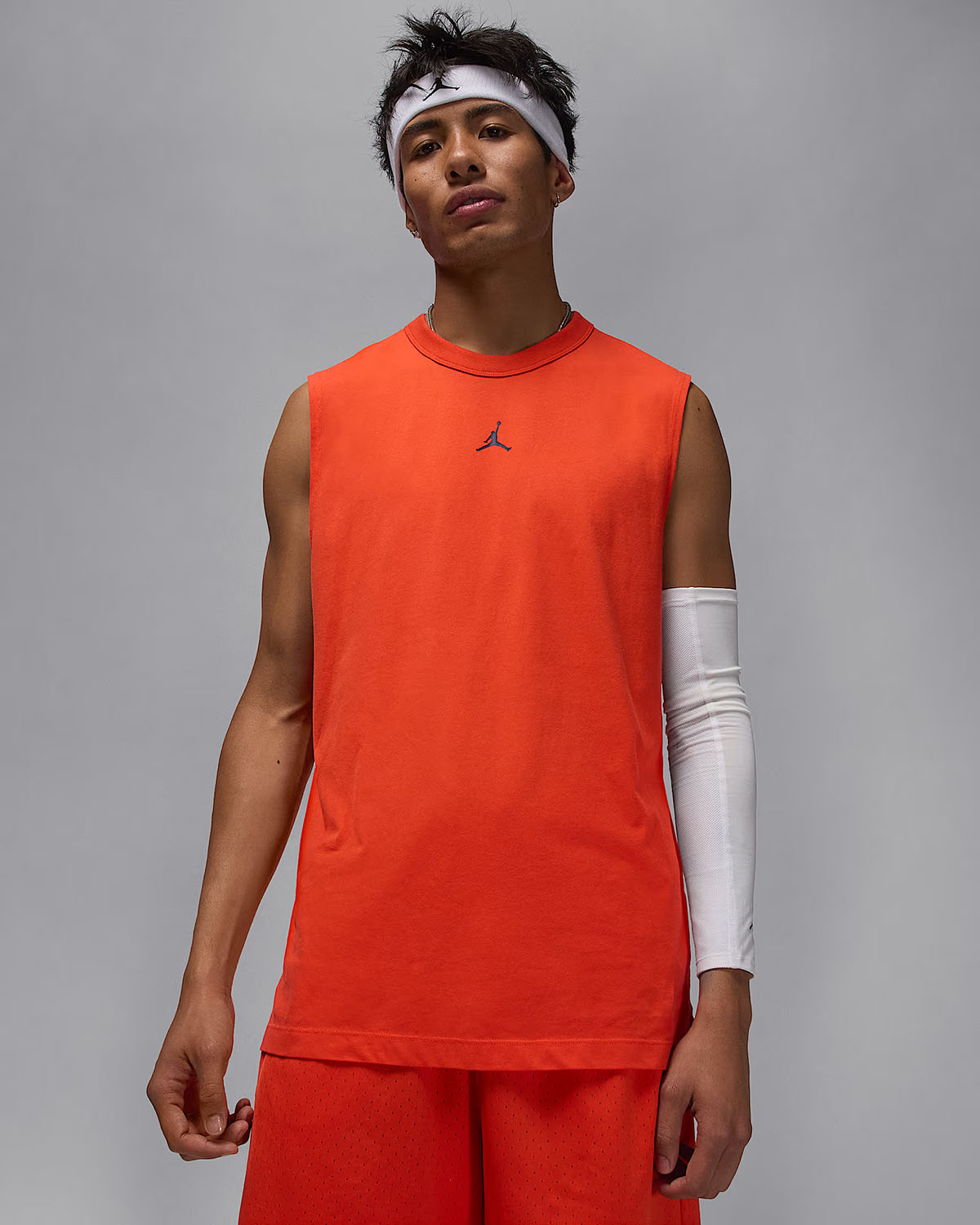 Jordan Sport Mens Dri Fit Sleeveless Top Team Orange