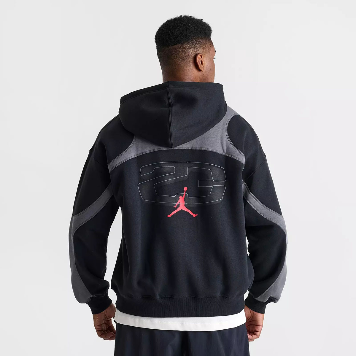 Jordan Y2K Mens Oversized Full Zip Hoodie Black Iron Grey Gym Red 3
