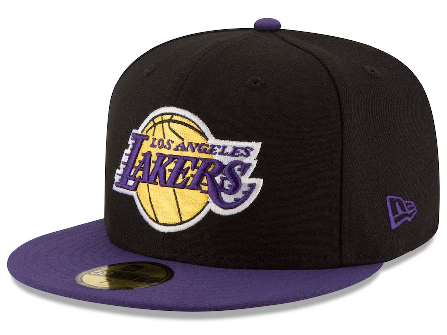 Los Angeles Lakers New Era Official Team Color 2Tone 59FIFTY Fitted Hat Black Purple